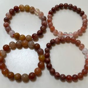 Crystal Carnelian Agate Beaded Bracelets, 4 Pack